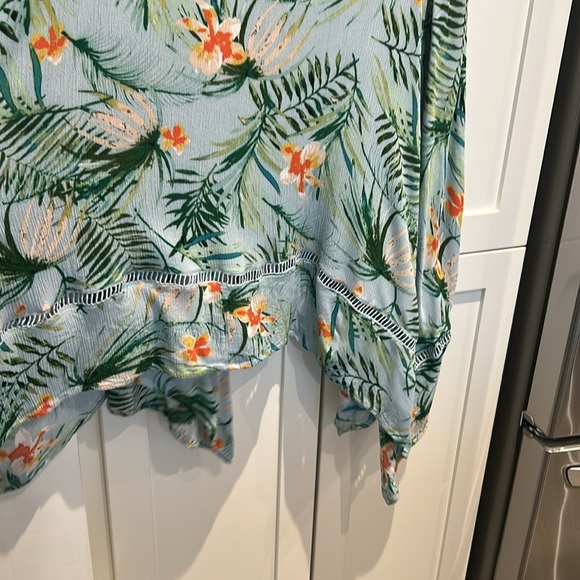 Lulus St Tropez Mint Blue Leaf Print Halter Dress Size L - Picture 7 of 16